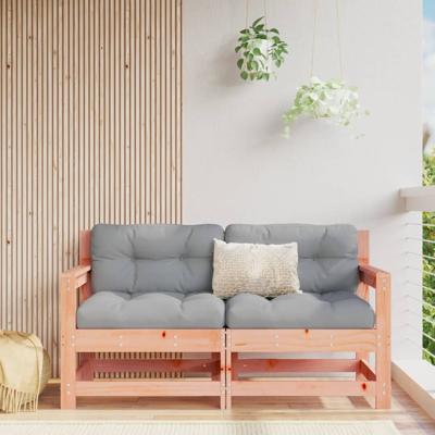 Tuinstoelen 2 st met kussens massief douglashout