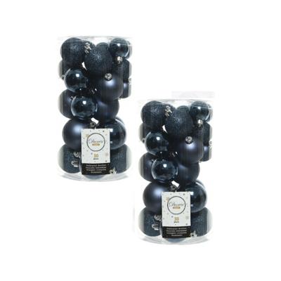 Decoris kerstballen - 60x st - donkerblauw - kunststof - 4/5/6 cm - kerstversiering Decoris kerstballen - 60x st - donkerblauw - kunststof - 4/5/6 cm - kerstversiering