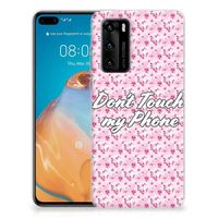 Huawei P40 Silicone-hoesje Flowers Pink DTMP - thumbnail