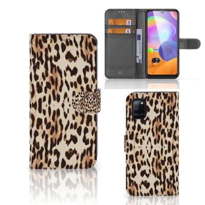 Samsung Galaxy A31 | Telefoonhoesje | Met pasjeshouder | Leopard