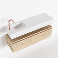 Toiletmeubel Mondiaz Andor | 100 cm | Meubelkleur Washed oak | Lex vrijhangend wastafel Talc Links | 1 kraangat