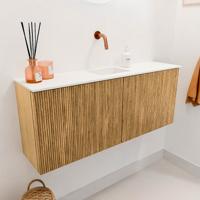 Toiletmeubel Mondiaz Joya | 100 cm | Meubelkleur Oak | Faye wastafel Talc Midden | Zonder kraangat(en) Toiletmeubel Mondiaz Joya | 100 cm | Meubelkleur Oak | Faye wastafel Talc Midden | Zonder kraangat(en)