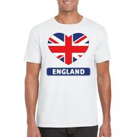 Engeland hart vlag t-shirt wit heren 2XL  - - thumbnail