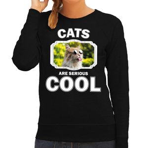Sweater cats are serious cool zwart dames - katten/ gekke poes trui 2XL  -