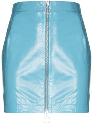 REMAIN mini-jupe en cuir à fermeture zippée - Bleu