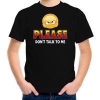 Funny emoticon t-shirt Please dont talk to me zwart voor kids - thumbnail