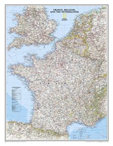 Wandkaart Frankrijk, België en Nederland, 60 x 77 cm | National Geographic