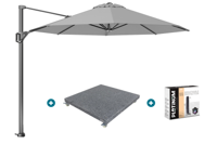 Platinum Voyager ronde zweefparasol T1 3 m. - Light Grey met voet en hoes - thumbnail