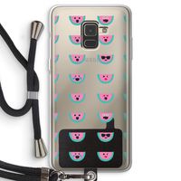 Smiley watermeloenprint: Samsung Galaxy A8 (2018) Transparant Hoesje met koord