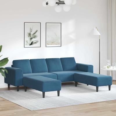 Bankstel 3 pcs Blauw Fluweel