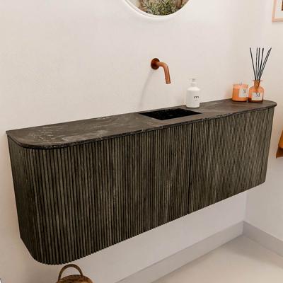 Toiletmeubel Mondiaz Joya Dlux | 123.2 cm | Meubelkleur Shadow | Faye wastafel Lava Wasbak Midden | Zonder kraangat(en)