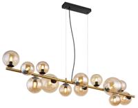 Globo Gouden hanglampRiha design met amber glas - 56135-13H