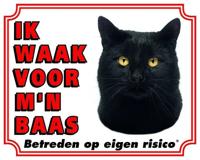 Katten Waakbord - Ik waak voor mijn baas Zwart