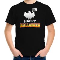 Spook / happy halloween verkleed t-shirt zwart voor kinderen - thumbnail