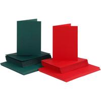 Kaarten en enveloppen, afmeting kaart 10,5x15 cm, afmeting envelop 11,5x16,5 cm, 110+230 gr, groen, rood, 50 set/ 1 doos