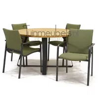 Tuinstoel Anzio dining Forest green met Basso 130 cm teaktafel
