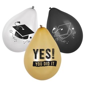 Set Latex ballonnen Yes You did It Afstudeerhoed (6st)