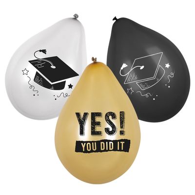 Set Latex ballonnen Yes You did It Afstudeerhoed (6st)