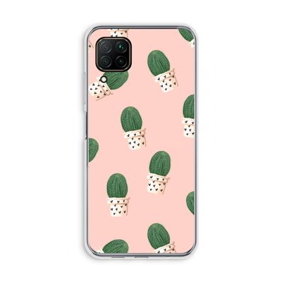 Cactusprint roze: Huawei P40 Lite Transparant Hoesje