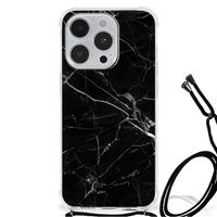 iPhone 14 Pro Max Anti-Shock Hoesje Marmer Zwart - Origineel Cadeau Vader