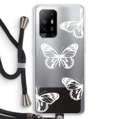 White butterfly: Oppo A95 5G Transparant Hoesje met koord