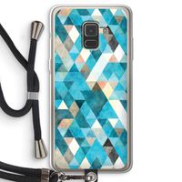 Gekleurde driehoekjes blauw: Samsung Galaxy A8 (2018) Transparant Hoesje met koord