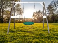 AXI Nestschommel Summer met frame van hout in grijs & wit Vrijstaande schommel voor kinderen met nest schommelzitje - thumbnail