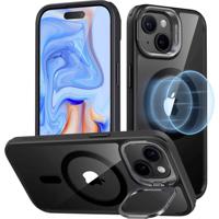 ESR Classic Hybrid HaloLock Case + Stash Stand Backcover Apple iPhone 15 Plus Transparant, Zwart MagSafe compatible