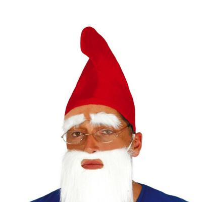 Kabouter/dwergen puntmuts - 54 cm - polyester - rood - voor volwassenen - verkleden