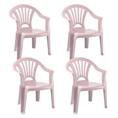 Trendoz Kinderstoel van kunststof - 4x - roze - 35 x 28 x 50 cm - tuin/camping/slaapkamer
