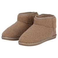 Apollo teddy sloffen - dames - taupe - teddystof - pantoffels - hoog