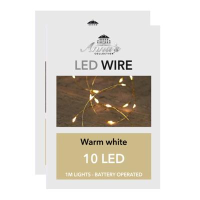 Anna Collection Draadverlichting - 2x - goud - 10 led lampjes - warm wit - batterij - 100 cm