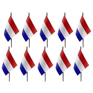 Nederland - 10x - mini vlaggetje van 10 x 15 cm op stokje - Landen vlag - H27 cm