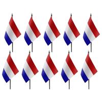 Nederland - 10x - mini vlaggetje van 10 x 15 cm op stokje - Landen vlag - H27 cm