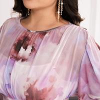 Bon&Bon Plus Size Purple Elegant Formal Dress - Long Sleeve Mesh Gown Multicolor / 1XL