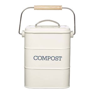 KitchenCraft - Compostbak Creme - Staal - Duurzaam - Praktisch - Compostemmer - KitchenCraft Living Nostalgia