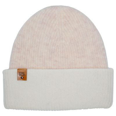 Stone Valley Beige Wol Muts met Creme Witte Manchet