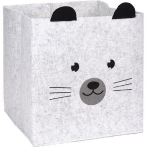 Opbergmand/kastmand vilt kinderkamer - dieren thema muis - 32 x 32 x 32 cm