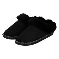 Apollo teddy sloffen - dames - zwart - instappers - teddystof - pantoffels - laag