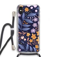 Flowers with blue leaves: iPhone X Transparant Hoesje met koord