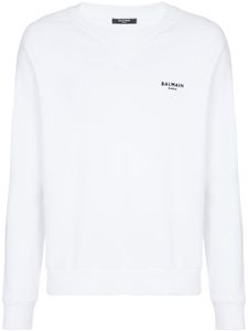 Balmain logo-print cotton sweatshirt - Blanc