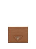 Prada porte-cartes en cuir à plaque logo - Marron - thumbnail