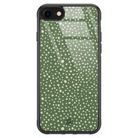 iPhone 8/7 glazen hardcase - Green dots