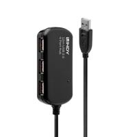 USB-HUB LINDY 42783 12 m Zwart