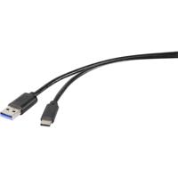 Renkforce USB-kabel USB 3.2 Gen1 (USB 3.0 / USB 3.1 Gen1) USB-A stekker, USB-C stekker 0.15 m Zwart RF-4536470