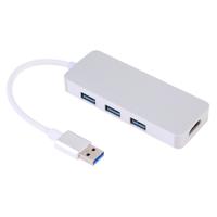 4 in 1 USB 3 0 naar 3 x USB 3 0 + HDMI adapter (zilver)