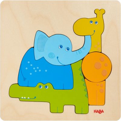 Haba vormenpuzzel Dierentuin junior hout 6 stukjes Haba vormenpuzzel Dierentuin junior hout 6 stukjes