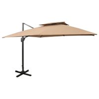 VidaXL Zweefparasol met dubbel dak 300x300 cm taupe