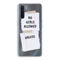 No Girls Allowed Unless: Oppo A91 Transparant Hoesje
