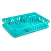 Afdruiprek met lekbak - 45 x 30 cm - turquoise - Afwassen/afdrogen - Afwasrekken - Kunststof